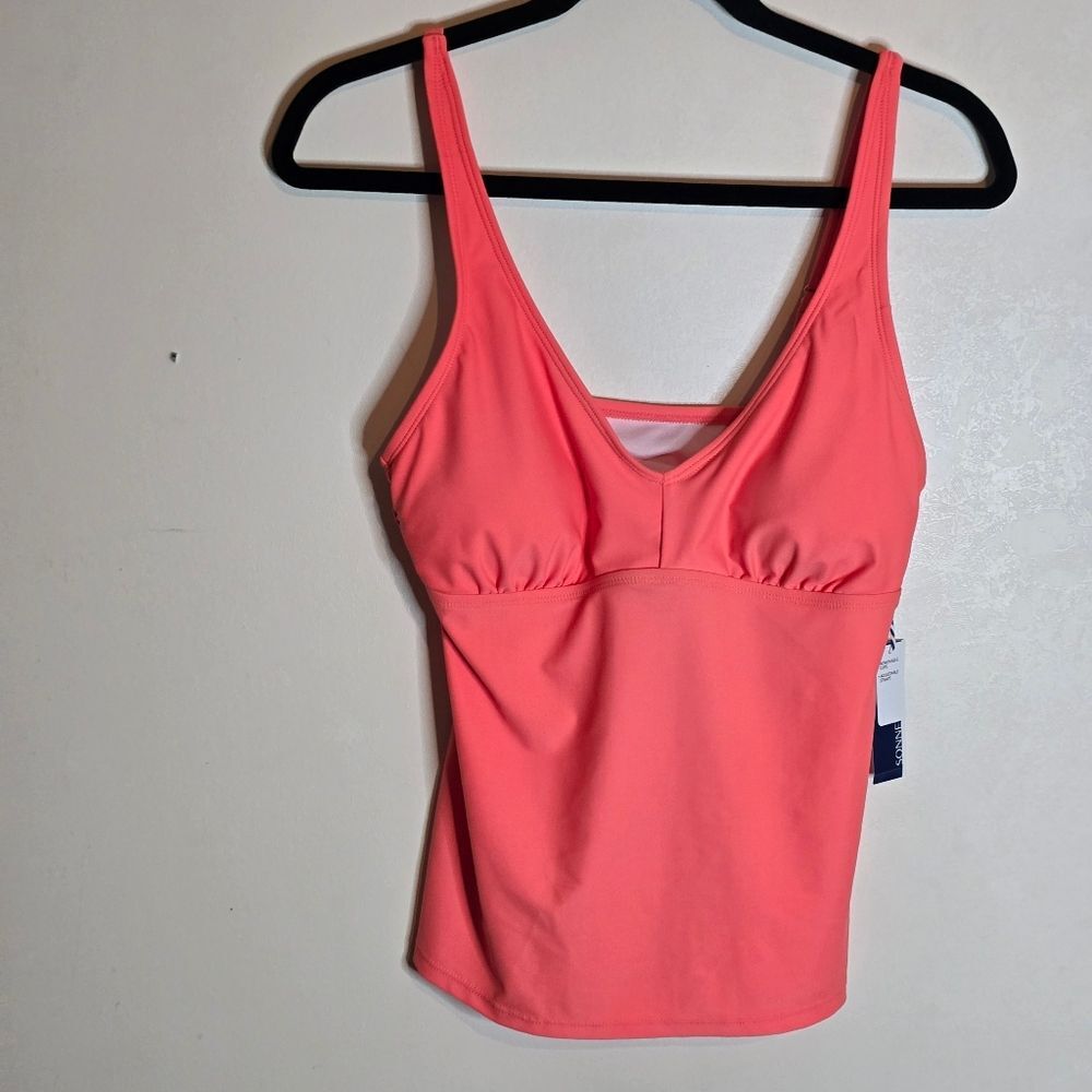 Sonnet Shores Coral Flowy Tankini Swim Top Size 6 New